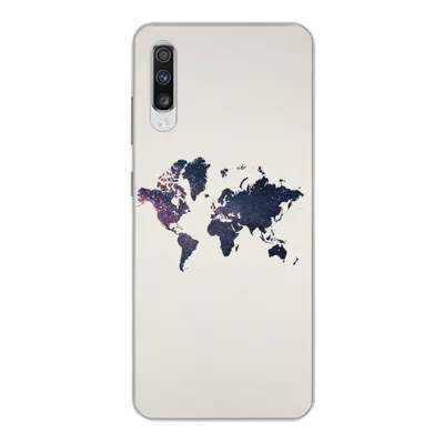 Produktbild von MuchoWow® Handyhülle Schutzhülle Hülle für Samsung Galaxy A70 Weltkarte - Licht - Rot Silikon Softcase Handy Hülle - Schutzhaube
