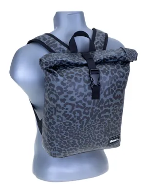 Produktbild von Rucksack Damen Hydro Compact aus Plane wetterfest Freizeitrucksack Outdoor kleines Laptop Fach Daypack Büro Freizeit 64222 0127 Leopard Schwarz + Etui