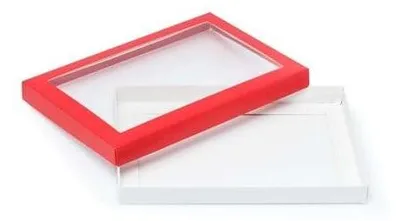 Zdjęcie produktu dla Pudełko Ozdobne Prezentowe Kartonik czerwone 220x150x20mm Z Okienkiem
