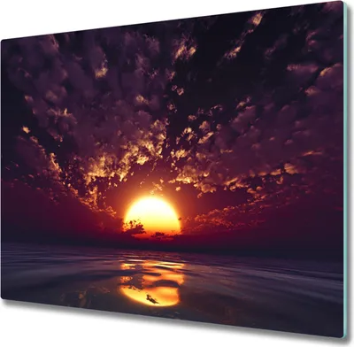 Imagen del producto de Placa de vitrocerámica para encimera, 60x52 cm. Protector de salpicaduras de vidrio. Tabla de cortar. Diseño: atardecer