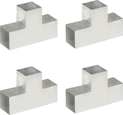 Image de Vidaxl-Pfahlanschlüsse 4 ST T-Form 101x101 mm verzinktes Metall