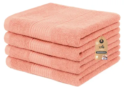 Obrázok produktu pre Omgoods – Sada 4 kúskov ručníkov – 100% bavlna – 50x100 cm – 500 g/m² – Mäkké a vysoko savé – OEKO-TEX