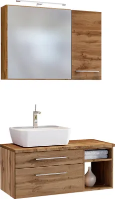 Produktbild von Held Möbel Waschtisch-Set Davos 90 cm -F- (links) Wotaneiche/Wotaneiche