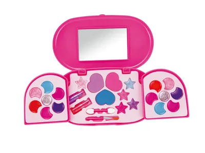 Produktbild von Großes Prinzessinnen-Make-up-Set für Kinder ab 3 Jahren mit Spiegel, Lippenstiften, Rouge, Lidschatten und Glitzer