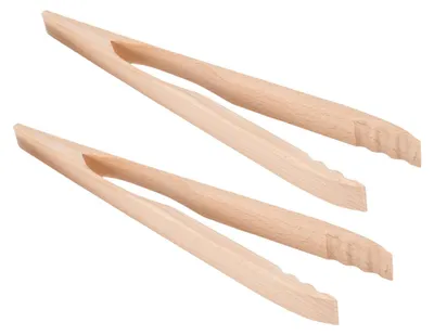 Produktbild von 2x Grillzange Buchenholz natur 36cm Grillbesteck Grillzubehör Bratwurstzange Servierzange Anrichtezange Küchenzange geschraubt