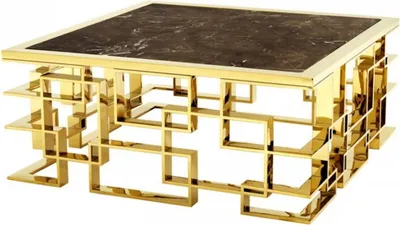 Image de Casa Padrino Art Déco Table basse de luxe en acier inoxydable / finition dorée avec plateau en marbre 100 x 100 x H. 45 cm - Table de salon - Meubles d'hôtel