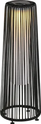 Zdjęcie produktu dla Lampa solarna Outsunny, rattanowa lampa solarna, wodoodporna lampa ogrodowa z czujnikiem światła, automatyczna lampa ogrodowa LED, lampa zewnętrzna na balkon, taras, czarna, 21,5 x 21,5 x 61 cm