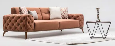 Produktbild von Dreisitzer Sofa 3 Sitzer Stoffsofa Polstersofa Orange Couch Moderne