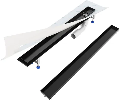 Produktbild von Aquabad SDS Schwarzmatte Duschrinne 60cm mit befliesbarer Blende, Ablauf Waagerecht Seitlich