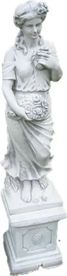 Produktbild von Schöne Skulptur Jahreszeit Frühling auf Sockel Set aus Steinguss perfekt für den Garten die Terrasse oder den Vorgarten ist Frostfest Witterungsbeständig und Neu 138cm H, PO-458uPO-74