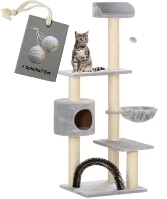 Produktbild von Katzenkratzbaum Kratzbaum für Katzen Utah, inkl. 2 Spielkugeln, Farbe:grau