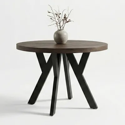 Produktbild von Runder Ausziehbarer Tisch für Esszimmer, PERO, Loft-Stil, Skandinavische, Durchmesser: 100 / 150 cm, Farbe: Eiche Lefkas / Schwarz