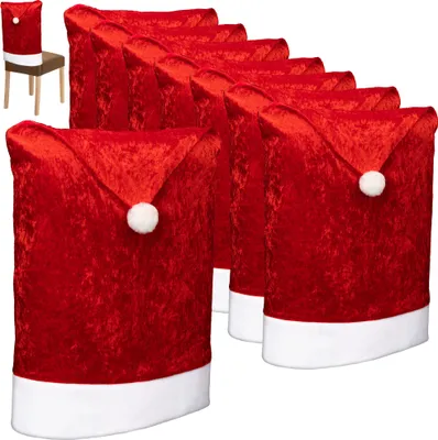 Produktbild von COM-FOUR® 8x Premium Stuhlhusse - Weihnachtsdekoration für Stühle - Schonbezüge im weihnachtlichen Design - Sitzmöbel-Überzüge - Stuhlbezug für Weihnachten - Stuhlabdeckung