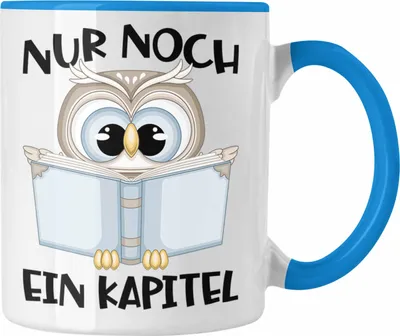 Produktbild von Trendation - Leseratte Geschenk Tasse Nur Noch Ein Kapitel Bücher Lesen Bücherwurm Geschenk Spruch Lesen (Blau)