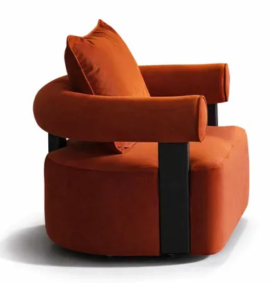 Zdjęcie produktu dla Komplet wypoczynkowy do salonu: rozkładana sofa 3-osobowa, fotel, kolor biały i pomarańczowy, nowoczesny design, miękka tapicerka