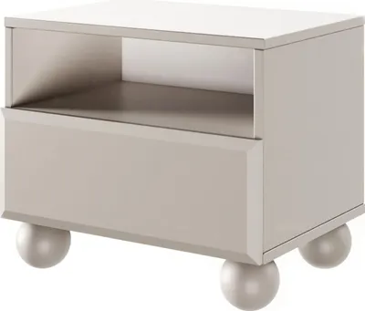Produktbild von Selsey CHOCOLATED - Nachttisch auf Kugelfüßen mit Schublade, Beige, 54 cm