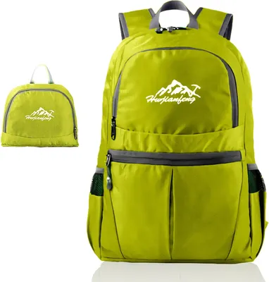 Produktbild von Intirilife Faltbarer Rucksack Ultraleicht in Limette - 36L Uni Wanderrucksack Wasserdicht - Outdoor Daypack für Camping, Wandern, Reisen, Klettern, uvm.