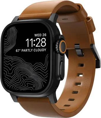 Produktbild von Lederarmband für Apple Watch 49/46/45/44 mm, Nomad Modern Band, Hellbraun-Schwarz