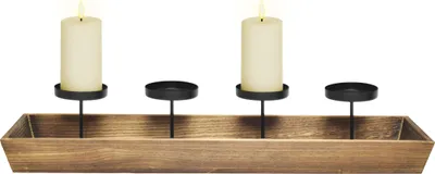 Immagine prodotto di Portacandele XL 4 su vassoio di legno - circa 56 x 12 cm - Portacandele dell'Avvento