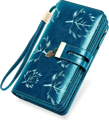 Produktbild von Damen Groß Viele Fächer, Leder Geldbeutel Damen Gross mit 24 Kartenfächer, RFID  Portemonnaie Lang Damen Portmonee mit Handyfach und Reißverschlus
