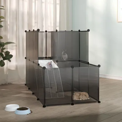 Produktbild von vidaXL Klec pro malá zvířata černá 142x74x93 cm PP a ocel