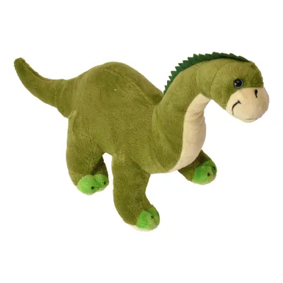A plush dinosaur toy on a white background.