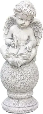 Immagine prodotto di Bellissimo angelo in pietra fusa perfetto per il giardino, la terrazza o il giardino anteriore, resistente al gelo e alle intemperie, nuovo 41 cm H, PO-958