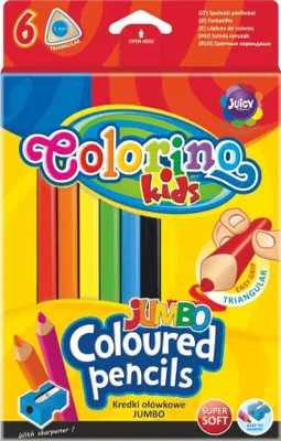 Immagine prodotto di Pastelli triangolari Colorino JUMBO 6 colori + temperamatite