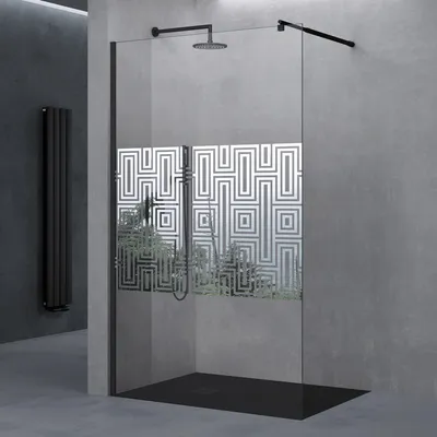Image de doporro Paroi de Douche à L'italienne 120cm Bremen02DM Pare-douche avec Stabilisateur Rond Noir Verre de Sécurité de 10 mm Revêtement NANO 120x200cm