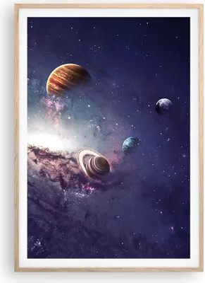 Produktbild von Gerahmtes Poster - Rahmen in heller Eiche - Kosmos Planeten die Sterne - 70x100 cm - Wand Bild - Wanddeko - Wandbilder - Kunstposter - Wandposter - Bilderrahmen - Bilder - P2NPA70x100-4851