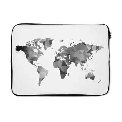 Produktbild von MuchoWow® Laptop Hülle 13 Zoll Weltkarte - Schwarz - Grau - Weiß - Kinder - Mädchen Laptoptasche - Laptophülle - Sleeve - Rundumschutz