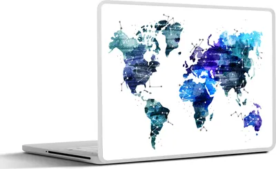 Produktbild von MuchoWow® Laptop Aufkleber Sticker Cover Weltkarte - Blau - Sternenhimmel - Kinder - Jungen - Mädchen 25x18 cm - Laptop-Deko