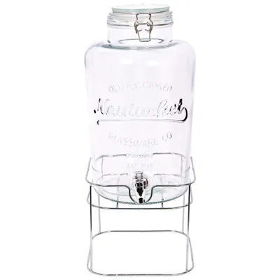 Produktbild von 1x Chromständer 8.7L Getränkespender aus Glas mit Tap - Groß Küche Party Wasser Saft Punsch Trinken Kühlschrank Container Krug Flasche Glas - Von Rink Drink