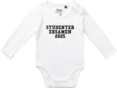 Produktbild von Huuraa Baby Body Studentereksamen 2025 Abschluss Dänemark 62 White  Baumwolle Fairtrade Langarmbody Geschenkidee