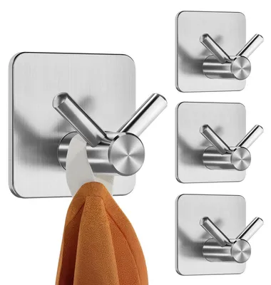 Produktbild von Handtuchhaken Selbstklebend Edelstahl Silber 4er-Set