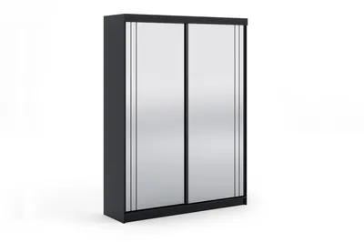 Produktbild von Kleiderschrank Schiebetürenschrank 150cm breit zweitürig schwarz mit Spiegel
