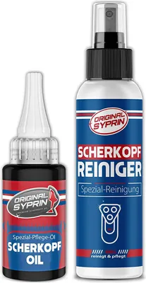 Produktbild von Original Syprin Scherkopföl und Scherkopfreiniger Set - für Rasierer Haarschneidemaschinen Trimmer Schermaschinenöl - Scherkopf Öl und Reiniger Bundle