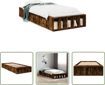 Produktbild von The Living Store Bettgestell Räuchereiche 90x200 cm Holzwerkstoff