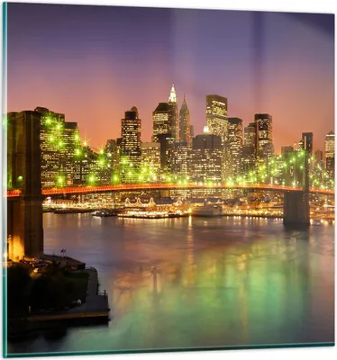 Produktbild von Bilder auf glas - New York Brücke - 70x70cm - Glasbilder - Wandbilder - Kunstdruck - zum Aufhängen bereit - Wanddekoration aus Glas - Glas Bilder - Wandbild auf Glas - Einteilig - GAC70x70-3517