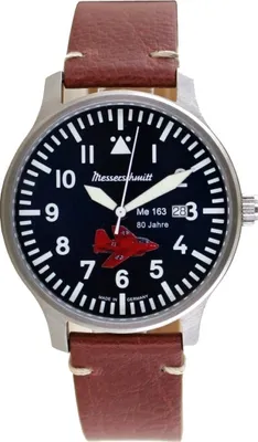 Produktbild von Aristo Herren Messerschmitt Uhr Fliegeruhr - Komet 80 Jahre - ME163-BLAU80 Leder