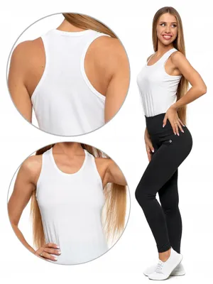 Produktbild von Damen Tanktop - Baumwoll Tanktop Größe L - Sporttop Damen weiß - ärmelloses Oberteil