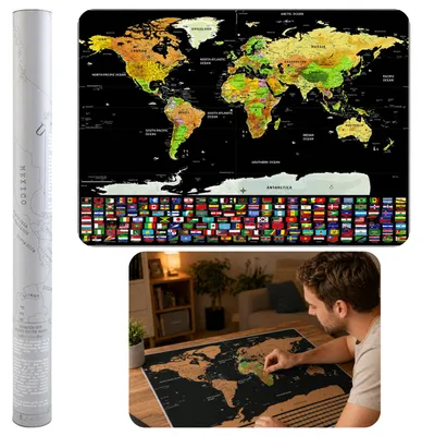 Immagine prodotto di Poster da grattare con mappa del mondo per viaggiatori 82 x 59 cm