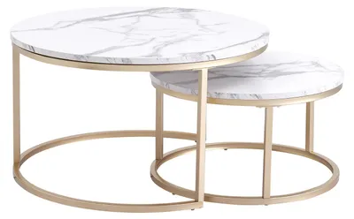 Produktbild von Kaffeetisch, Marmor-Effekt-Finish, modernes Design, Weiß