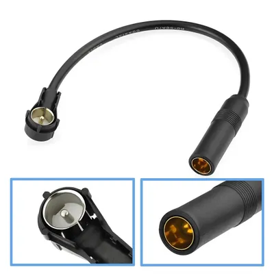 Produktbild von E38 Auto Antennen Verlängerung Kabel Adapter – ISO DIN 150 Ohm Winkelstecker, Radio Antennenkabel 30 cm