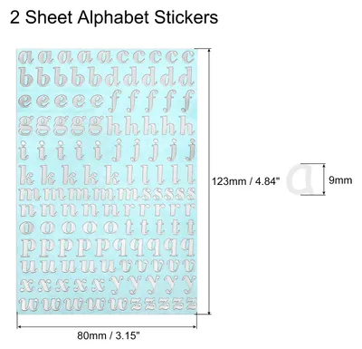 Produktbild von 2 Bl?tter Buchstaben Aufkleber, 9mm Stereo Selbstklebende Klein Buchstaben Sticker fš¹r Postfach,Schilder,Adressnummer,DIY Scrapbooking,Dekoration, Silber