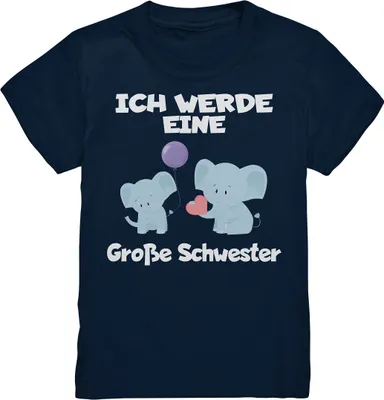 Produktbild von Große Schwester T-Shirt Elefanten Große Schwester Geschenk – Navy / 134/146 (9-11)