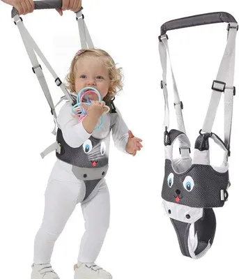Productafbeelding van Veiligheidsgordel voor baby's, verstelbaar bevestigingssysteem voor peuters, handstandsteun voor kinderen en bevestigingssysteem om leren lopen, veiligheidsgordel voor baby's, houder, 7-24 maanden (meervoudig materiaal, grijs)