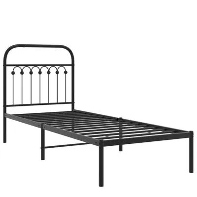 Zdjęcie produktu dla vidaXL Rama łóżka z zagłówkiem metalowa czarna 75x190 cm