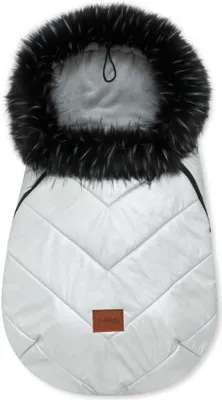 Produktbild von Bellochi Fußsack Kinderwagen Winter Universal Fußsack Buggy Winter -   - Kuschelig Warme Wintersack Kinderwagen mit Reißverschluss und Pelz - X-Silver - Silber