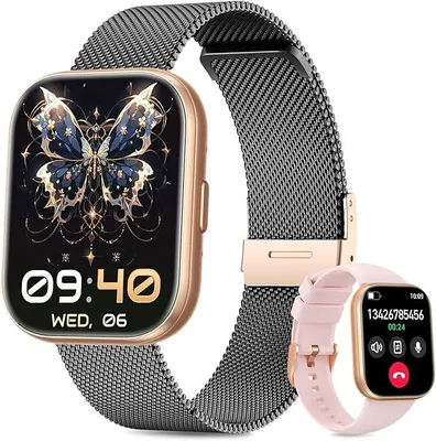 Produktbild von Smartwatch Damen mit Telefonfunktion, 1.75" TFT mit 24H Pulsuhr/SpO2/Schlafmonitor/100+ Sportmodi/Menstruationszyklus/Schrittzähler Fitnessuhr